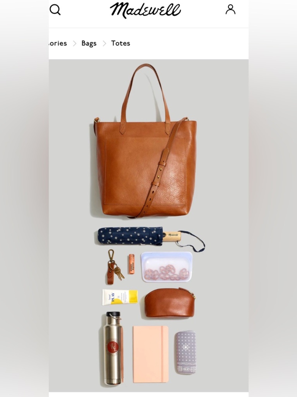 Madewell The Medium Transport Tote Leather Bag English Saddle - Picture 4 of 17